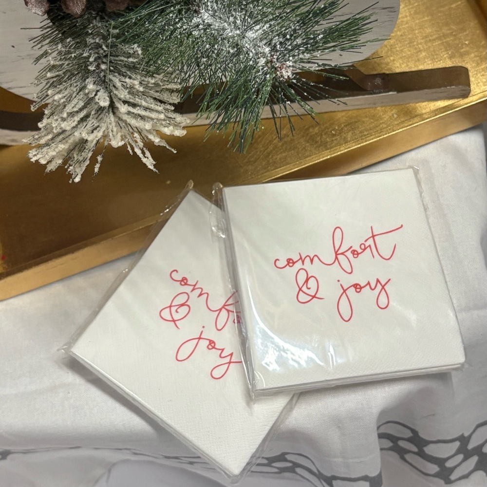 Holiday Party Cocktail Napkins - Comfort & Joy